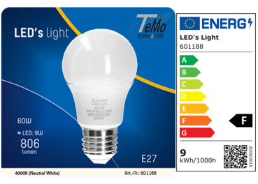 1 STÜCK (VPE) SHADA LED Classic E27, 806lm, 8,5 Watt, neutralweiss 4000K, A60 Opal, EEC: F (0601188)